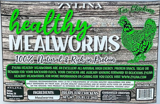 Zylina Healthy Mealworms for Chickens, 20 lb. Bucket