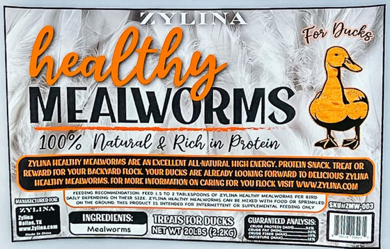 Zylina Healthy Mealworms for Ducks 20lb Bucket