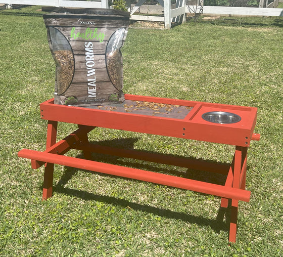 Red Chicken Picnic Table