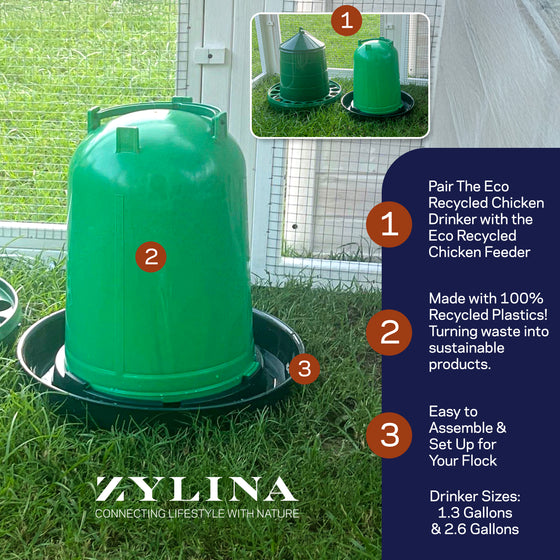 Zylina Eco Recycled Chicken Waterer 2.6 Gallon (G-10939)