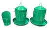 Zylina Powder Coated Green Metal Waterer 3.2 G / Feeder 26 lbs / Scoop Combo Kit (Z-MGLcombo)