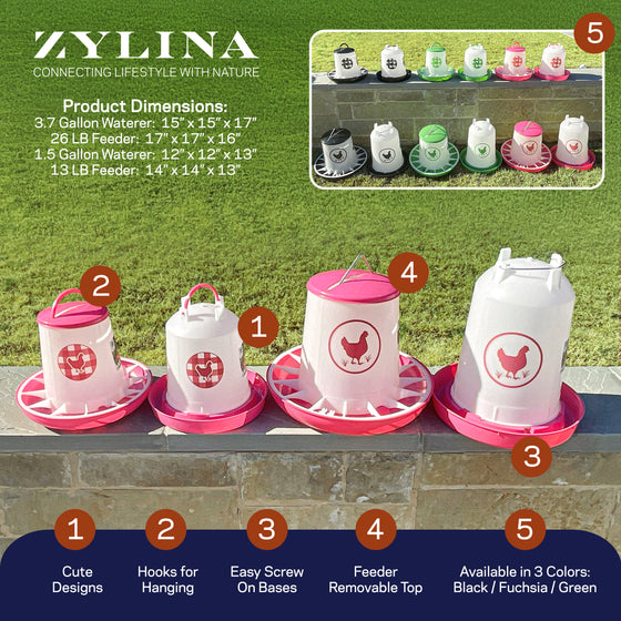 Chicken Waterer 1.5 Gallons - Fuchsia (Z-WFS) – Zylina