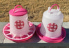 Zylina Chicken Waterer 1.5 Gallon and Feeder 13 lbs Combo in Fuchsia (Z-PFScombo)